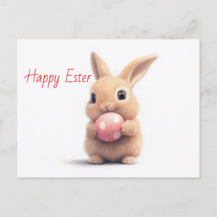 Postal Feliz Pascua - Divertido conejo con Huevo Delight