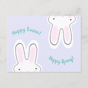 Postal Feliz Pascua Feliz Primavera lila lindo conejito d