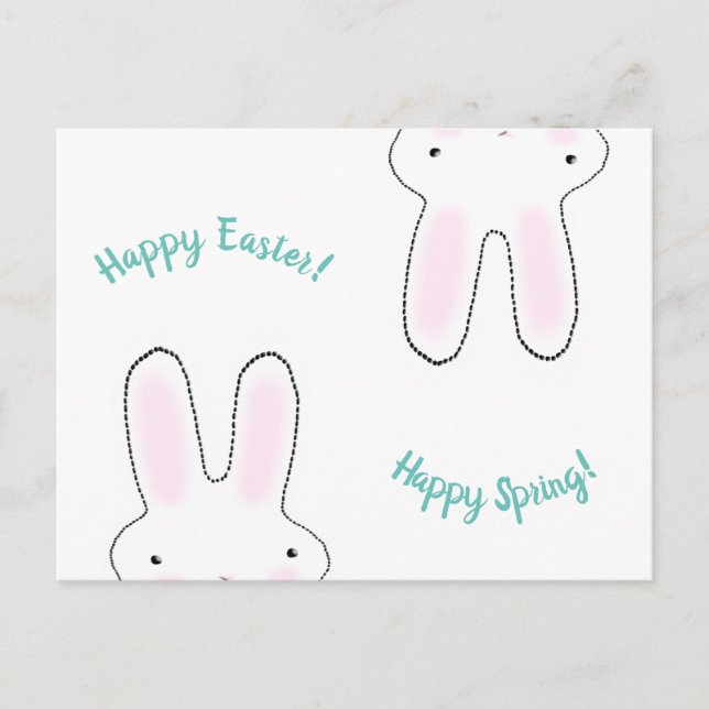 Postal Feliz Pascua Feliz Primavera lindo conejito divert (Anverso)