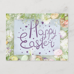 Postal Feliz Pascua Floral de Primavera Acuarela Lindo 