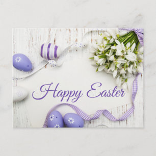 Postal Feliz Pascua Flores de Primavera, Huevos Pintados 