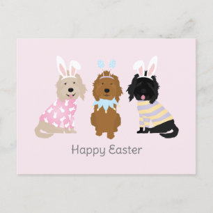 Postal Feliz Pascua Goldendoodle Dogs