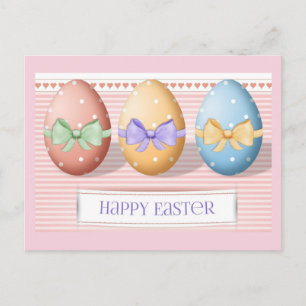 Postal Feliz Pascua Huevos de Lunares con Cintas