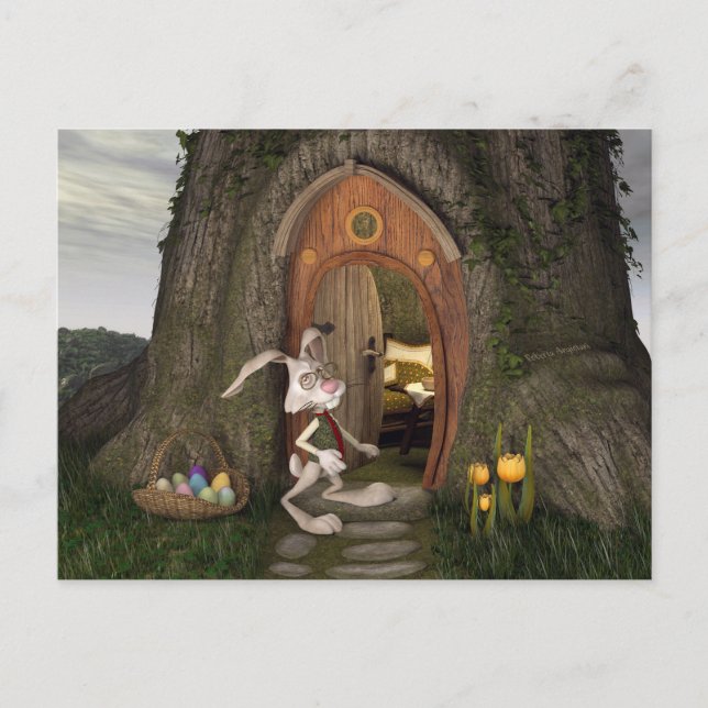 Postal Feliz Pascua - La Casa del Conejo (Anverso)
