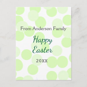 Postal Feliz Pascua lunares grises verdes apellido