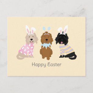 Postal Feliz Pascua Perros Goldendoodle