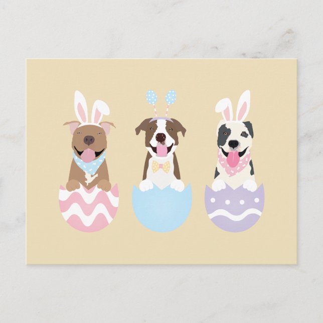 Postal Feliz Pascua: Perros Terribles de Toro Americano (Anverso)