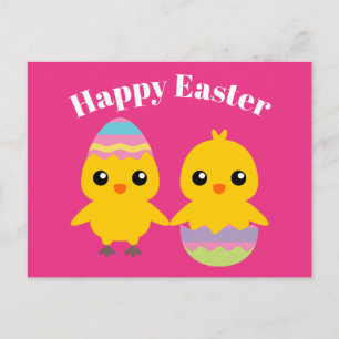Postal Feliz Pascua Pollitos Lindos