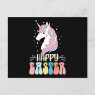 Postal Feliz Pascua Unicornio de huevos de conejo conejo
