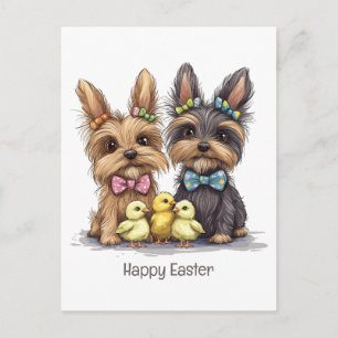 Postal Feliz Pascua Yorkshire Terrier Perros