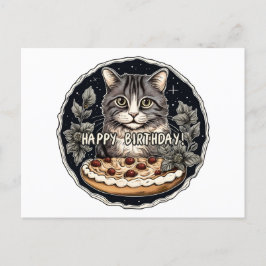 Postal Feliz pastel de cumpleaños lindo gato