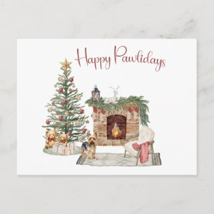 Postal Feliz Pawlidays Diseño de Perro - Yorkie