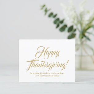 Postal Feliz personalizado de Acción de Gracias elegante