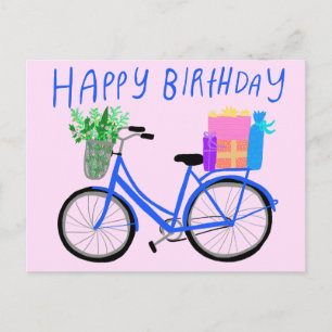 Postal FELIZ Personalizado de bicicletas azules de cumple