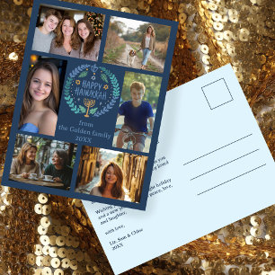 Postal FELIZ PERSONALIZADO de HANUKKAH 6 FESTIVIDAD FOTOG