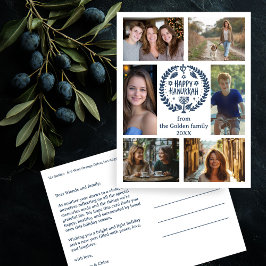 Postal FELIZ PERSONALIZADO de HANUKKAH 6 FESTIVIDAD FOTOG