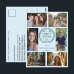 Postal FELIZ PERSONALIZADO de HANUKKAH 6 FESTIVIDAD FOTOG<br><div class="desc">Espero que te guste este diseño de vacaciones. Haga clic en "personalizar" para editar y agregar sus propias fotos y texto al frente y atrás. Revisa mi tienda para ver más artículos a juego como pegatinas, tazas, toallas, papel de envoltura así como otros patrones de vacaciones. ¡Gracias por comprarme! ¡Si...</div>