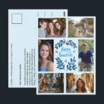 POSTAL FELIZ PERSONALIZADO HANUKKAH 6 FESTIVAL FOTOGRÁFIC<br><div class="desc">Espero que te guste este diseño de vacaciones. Haga clic en "personalizar" para editar y agregar sus propias fotos y texto al frente y atrás. Revisa mi tienda para ver más artículos a juego como pegatinas, tazas, toallas, papel de envoltura así como otros patrones de vacaciones. ¡Gracias por comprarme! ¡Si...</div>