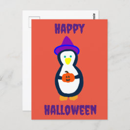 Postal Feliz Pingüino de Halloween