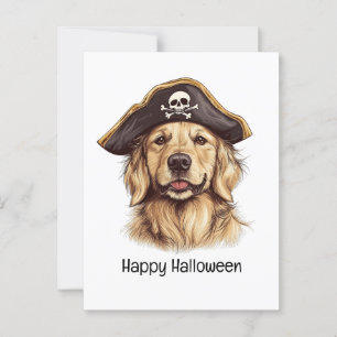 Postal Felíz pirata de Halloween Golden Retriever Dog Sku