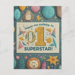 Postal "¡Feliz primer cumpleaños a nuestra pequeña supere