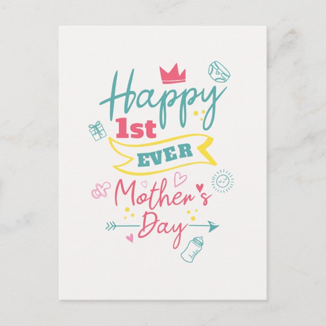 Postal Feliz primer Día de la Madre de la historia, nueva (Anverso)