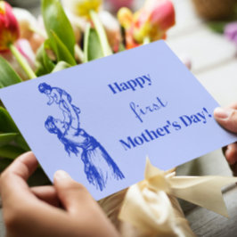 Postal Feliz primer Día de la Madre - ¡Es un niño! Azul