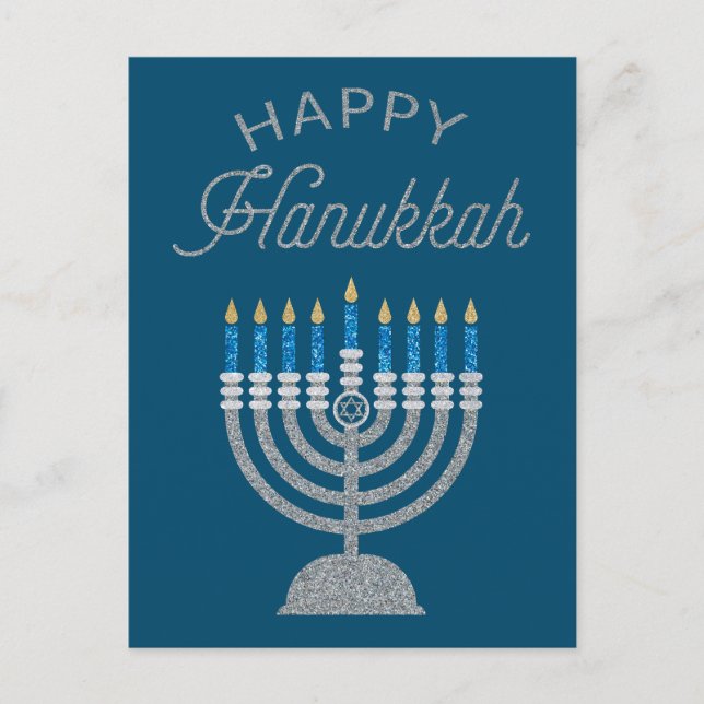 Postal Feliz Purpurina de Hanukkah (Anverso)