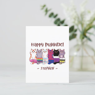 Postal Feliz Purride - gatos del orgullo LGBTQ