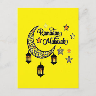 Postal Feliz Ramadán Mubarak Kareem Linterna de media lun