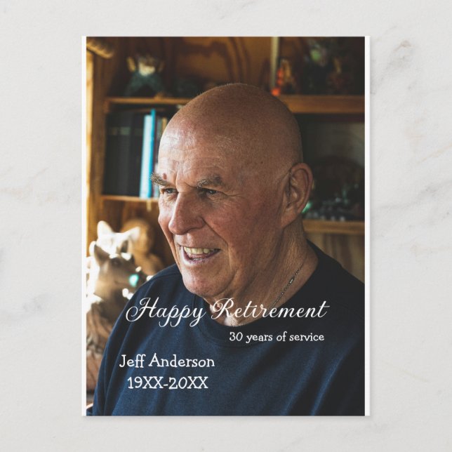 Postal Feliz retiro añada nombre foto años de servicio o (Anverso)