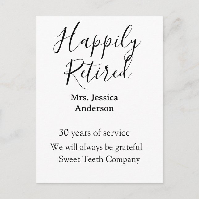 Postal Feliz retiro añadir nombre años de servicio jubila (Anverso)