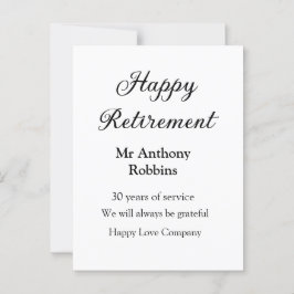 Postal Feliz retiro añadir nombre años de servicio jubila