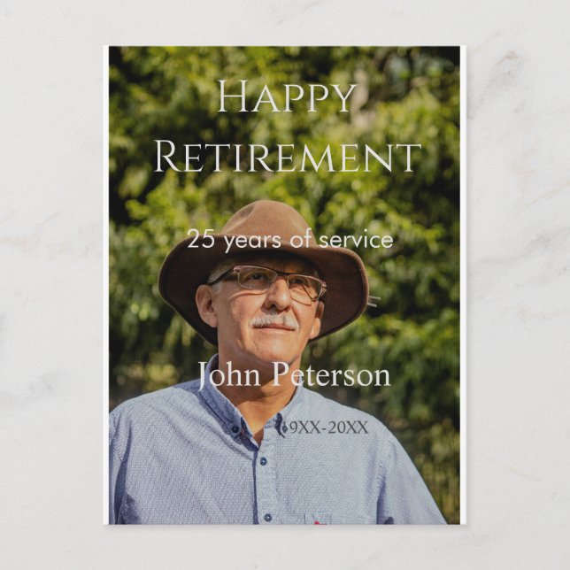 Postal Feliz retiro foto nombre años de servicio (Anverso)
