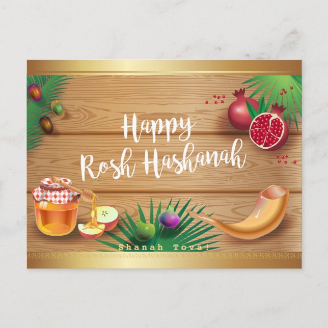 Postal Feliz Rosh Hashanah Año Nuevo judío Miel y Apple (Anverso)