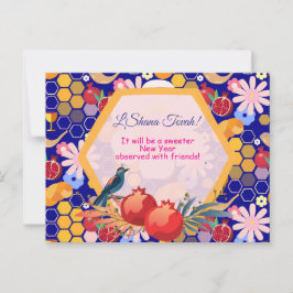 Postal Feliz Rosh Hashanah Patrón floral de Año Nuevo jud
