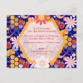 Postal Feliz Rosh Hashanah Patrón floral de Año Nuevo jud