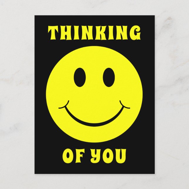 Postal Feliz rostro amarillo pensando en ti (Anverso)