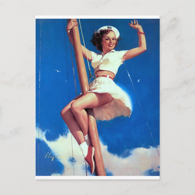 Postal Feliz Sailor Pin Up (Anverso)