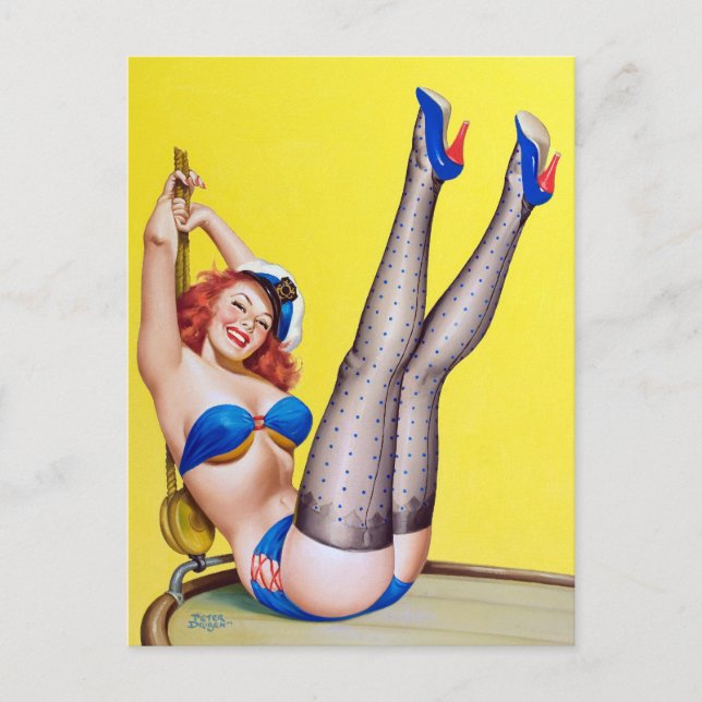 Postal Feliz Sailor Pin Up (Anverso)