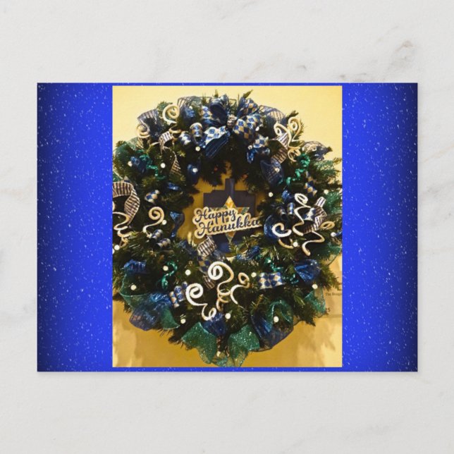 Postal Feliz saludo de feriado judío de Hanukkah Wreath (Anverso)