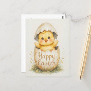 Postal Feliz saludo de Pascua de Chick Cute