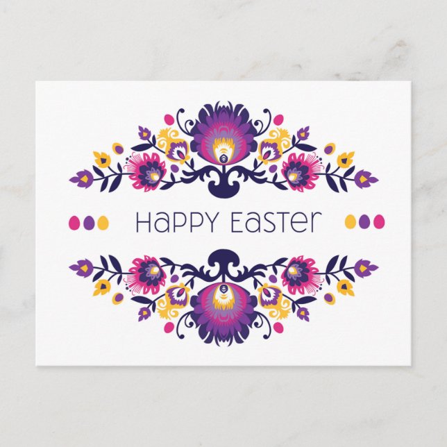 Postal Feliz Saludo de Pascua Folklore Personalizado Text (Anverso)