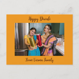 Postal Feliz saludo en Diwali con foto personal de famili
