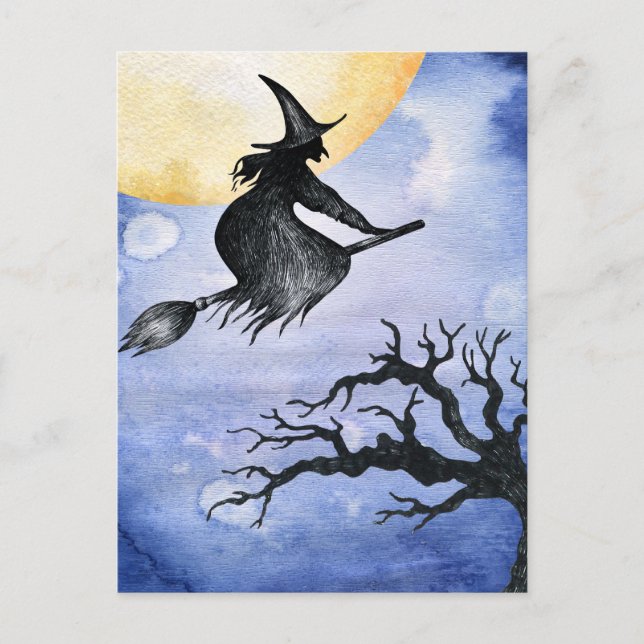 Postal Feliz saludo WItch de Halloween (Anverso)