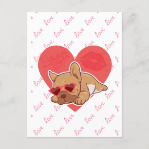 Postal Feliz San Valentín   Bulldog francés