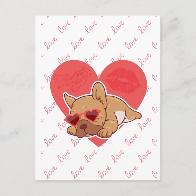 Postal Feliz San Valentín | Bulldog francés (Anverso)