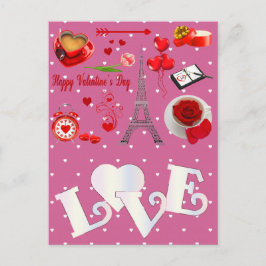 Postal Feliz San Valentín de fondo con corazones