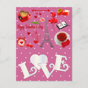 Postal Feliz San Valentín de fondo con corazones