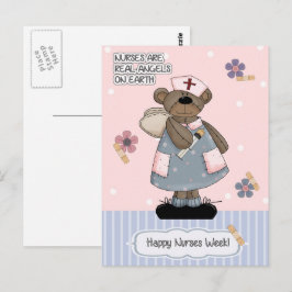 Postal Feliz Semana de las Enfermeras. Cute Teddy Bear